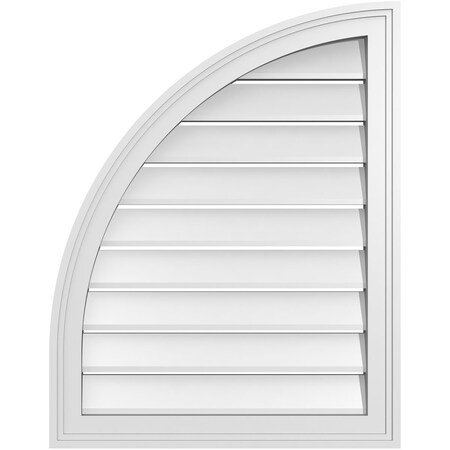 Ekena Millwork Quarter Round Top Left Surface Mount PVC Gable Vent w/ 2"W x 1-1/2"P Brickmould Frame, 22"W x 28"H GVPQL22X2802SF